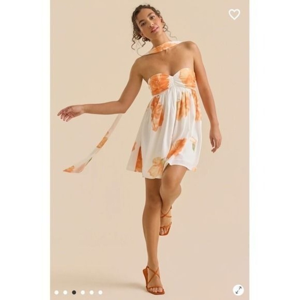 Altar'd State Floral Strapless‎ Mini Dress with Scarf Detail Size XXS